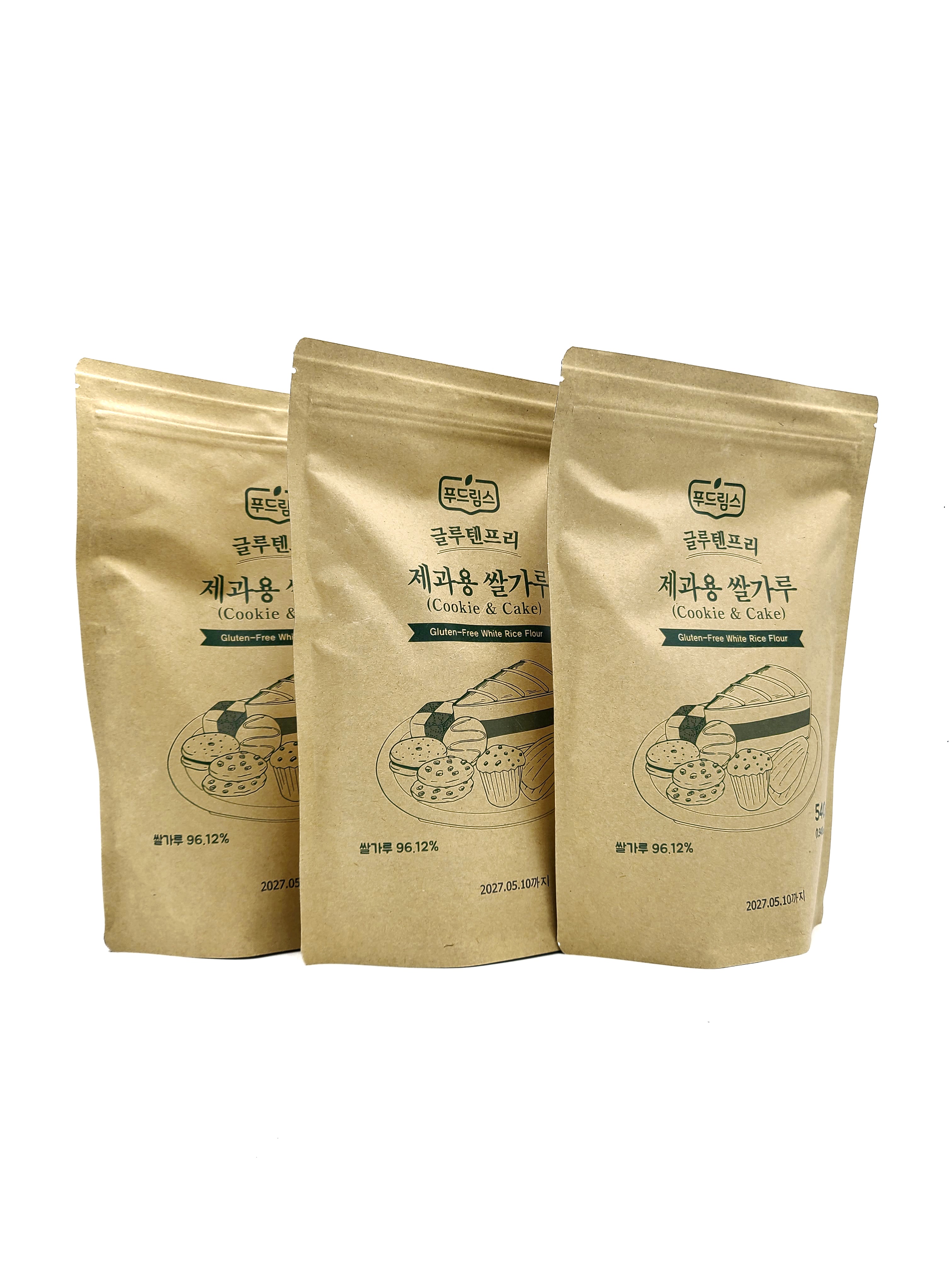 [글루텐프리] Glutenfree 푸드림스 제과용쌀가루, 밀가루대체 540g, 3개 - 상품 이미지