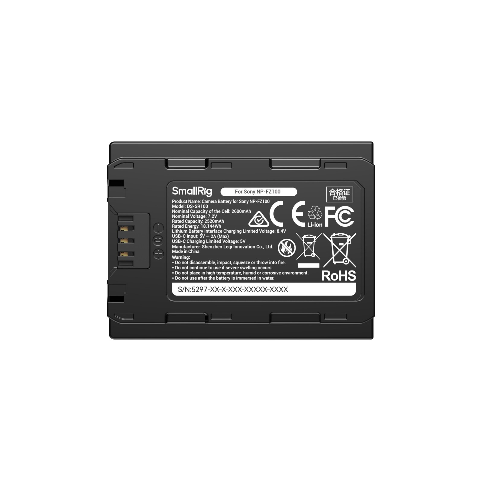 스몰리그 Sony NP-FZ100용 USB-C 충전식 카메라 배터리 (잔량 디스플레이) 5297 이미지 6
