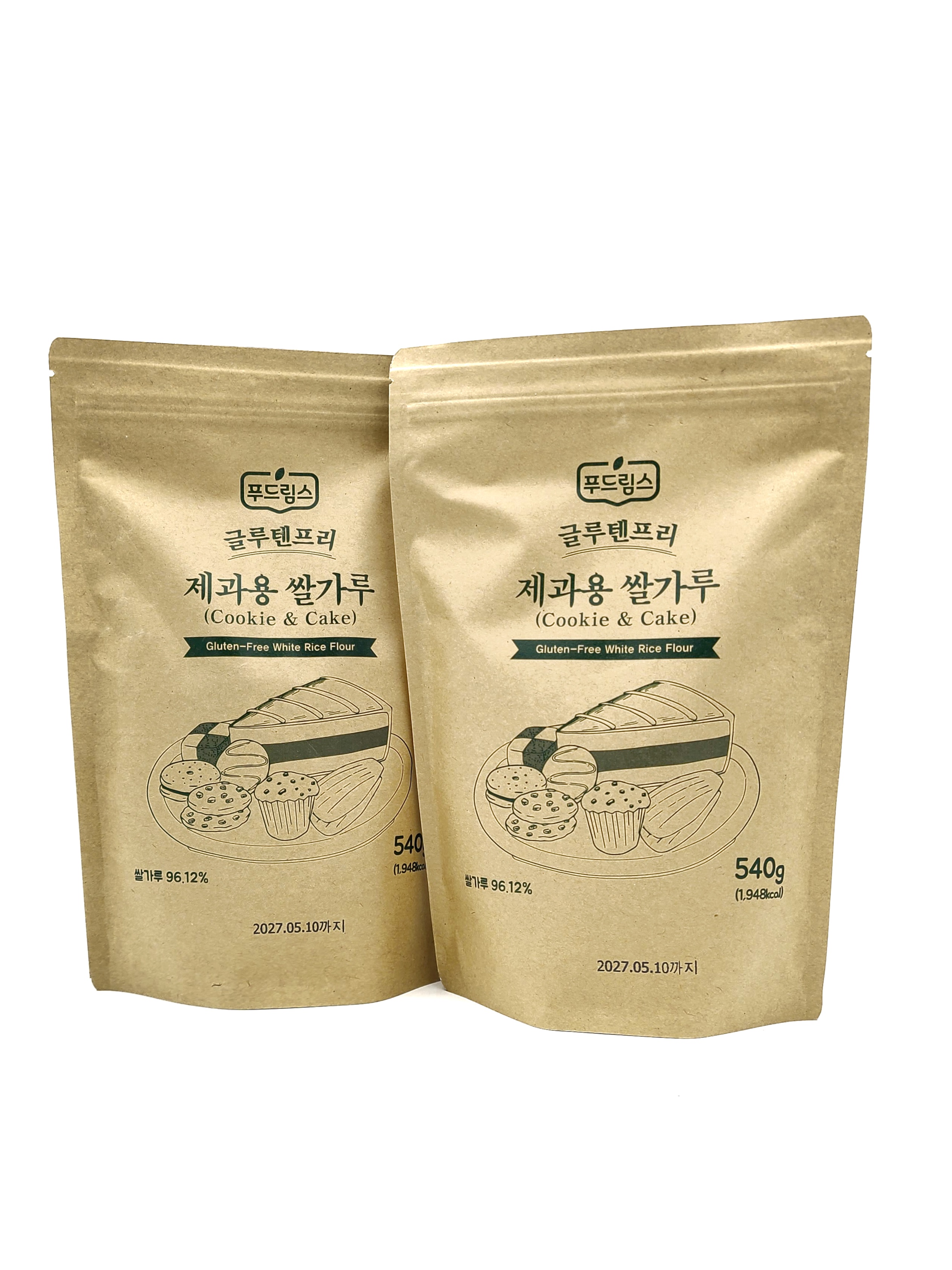 [글루텐프리] Glutenfree 푸드림스 제과용쌀가루, 밀가루대체 540g, 2개 - 상품 이미지