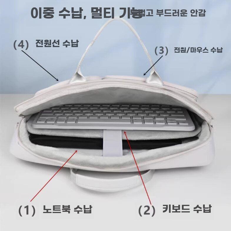 노트북가방 케이스 가방 휴대용 숄더백 메신저백 노트북 그레이 15.6인치 - 상세 이미지 3