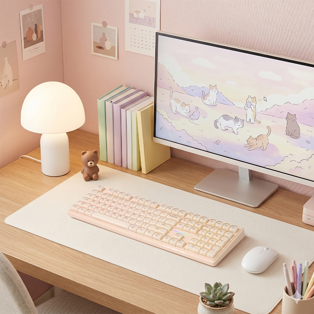 긱스타 파운데이션 유선 사무용 키보드 풀배열 저소음 USB-C 21N 뉴트럴 아이보리, 멤브레인 - 상품 이미지