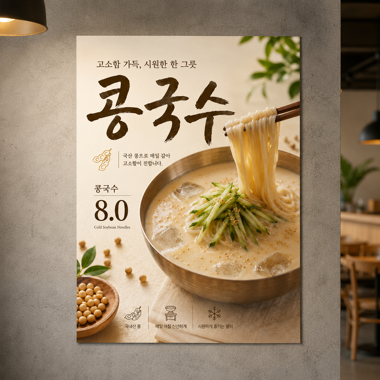 콩국수 포스터 제작 메뉴 인쇄 디자인 식당 B 반광택 인화지 235g A3 - 상품 이미지