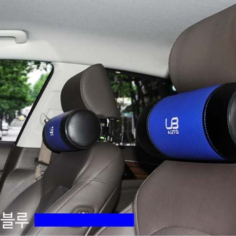 블루원통형자동차목쿠션 레드세탁용이 커버분리헤드레스트고정차량용목쿠션 - 상세 이미지 4