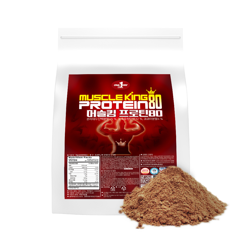 머슬킹 프로틴80 원데이뉴트리션 동식물성 단백질 헬스 보충제 ISP, WPC 1kg - 상품 이미지