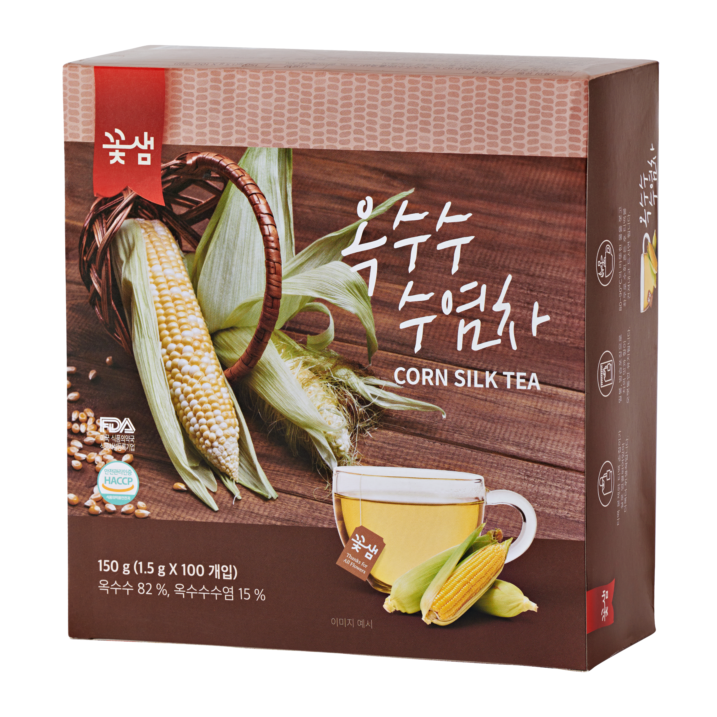 옥수수수염차 티백 옥수수차 사무실 탕비실 음료 차 선물 꽃샘 100T - 상품 이미지