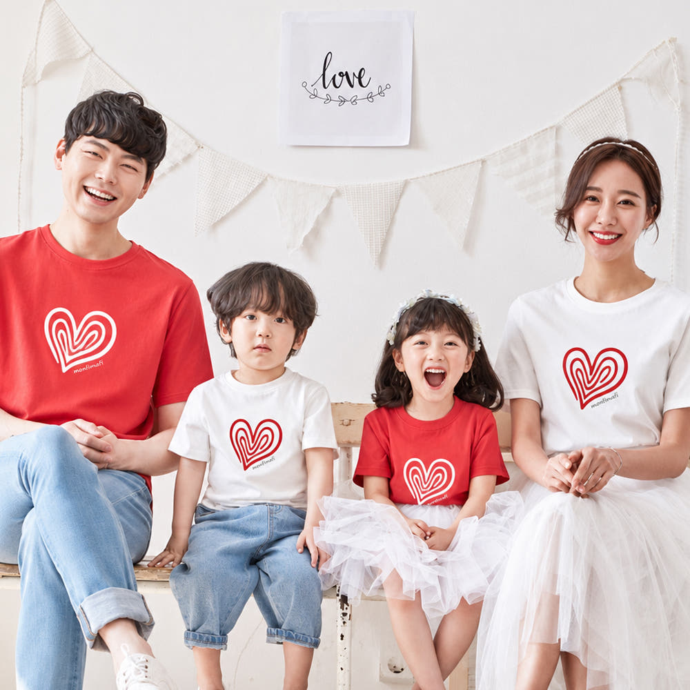 가족티 사진의상 단체 여행 패밀리룩 돌잔치 촬영 몽피마피 하트랑 환갑 칠순 - 상품 이미지