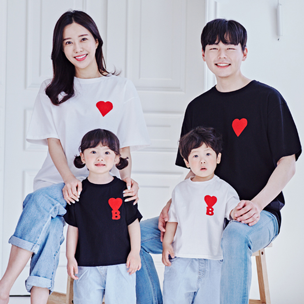 여행 대가족사진의상 돌촬영 패밀리룩 칠순환갑 B하트 반팔 패밀리 22B01 - 상세 이미지 3