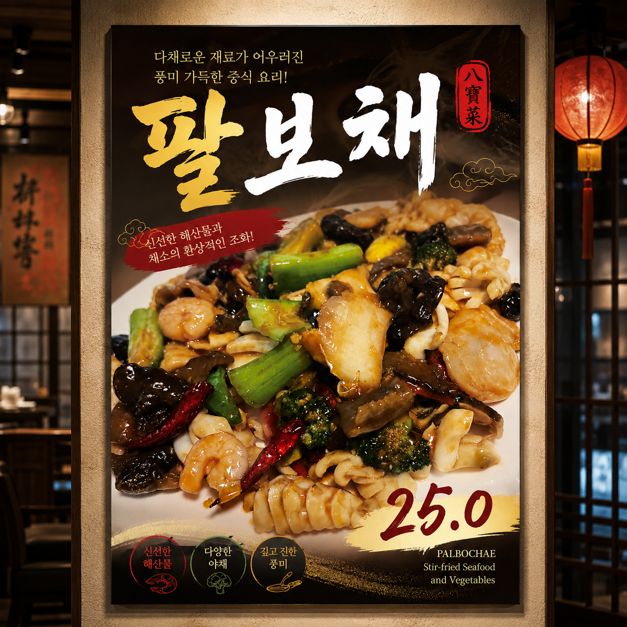 팔보채 포스터 제작 메뉴 인쇄 디자인 식당 B 반광택 인화지 235g A3 - 상품 이미지