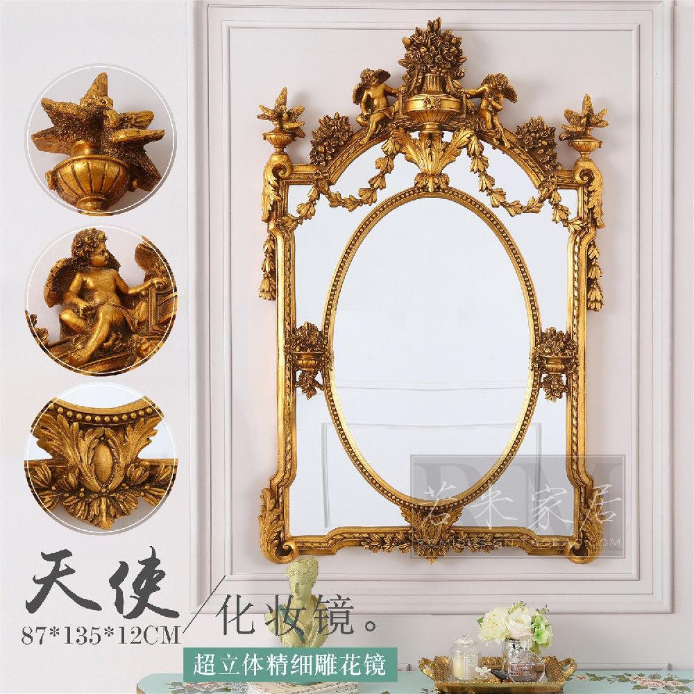 유럽풍 엔틱 거울 화장대 전신 벽걸이 인테리어 장식 135x85x12 CM안틱 골드 - 상세 이미지 2