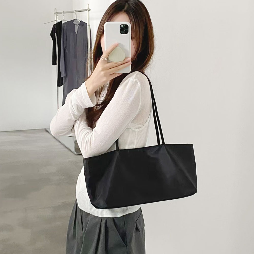가벼운 나일론 빅숄더백 심플 무지 라지 큰 데일리 경량 파스텔 어깨 가방 - 상품 이미지