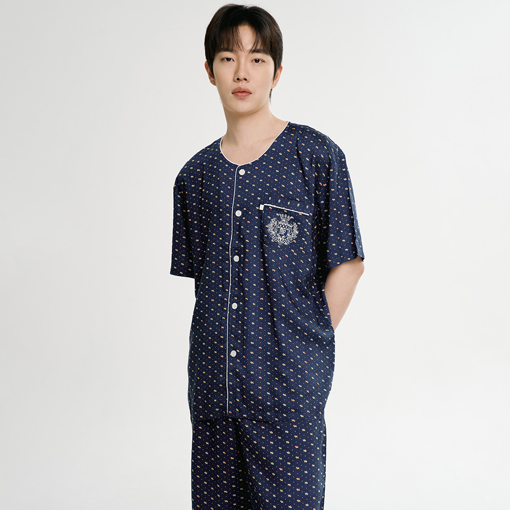 마이펫 반팔 레이온 남성 빅사이즈 잠옷 세트 - 메인 이미지