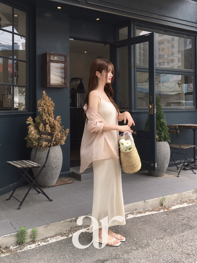 루즈핏 셔츠 나시 롱 원피스 투피스 세트 st3088 상품 이미지