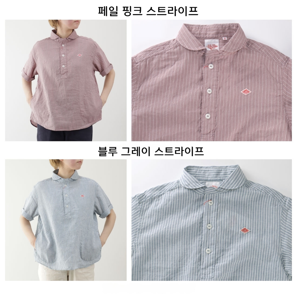 단톤 여성 스트라이프 반팔 린넨셔츠 캐주얼 여름셔츠 DT-B0283LCT 이미지 6