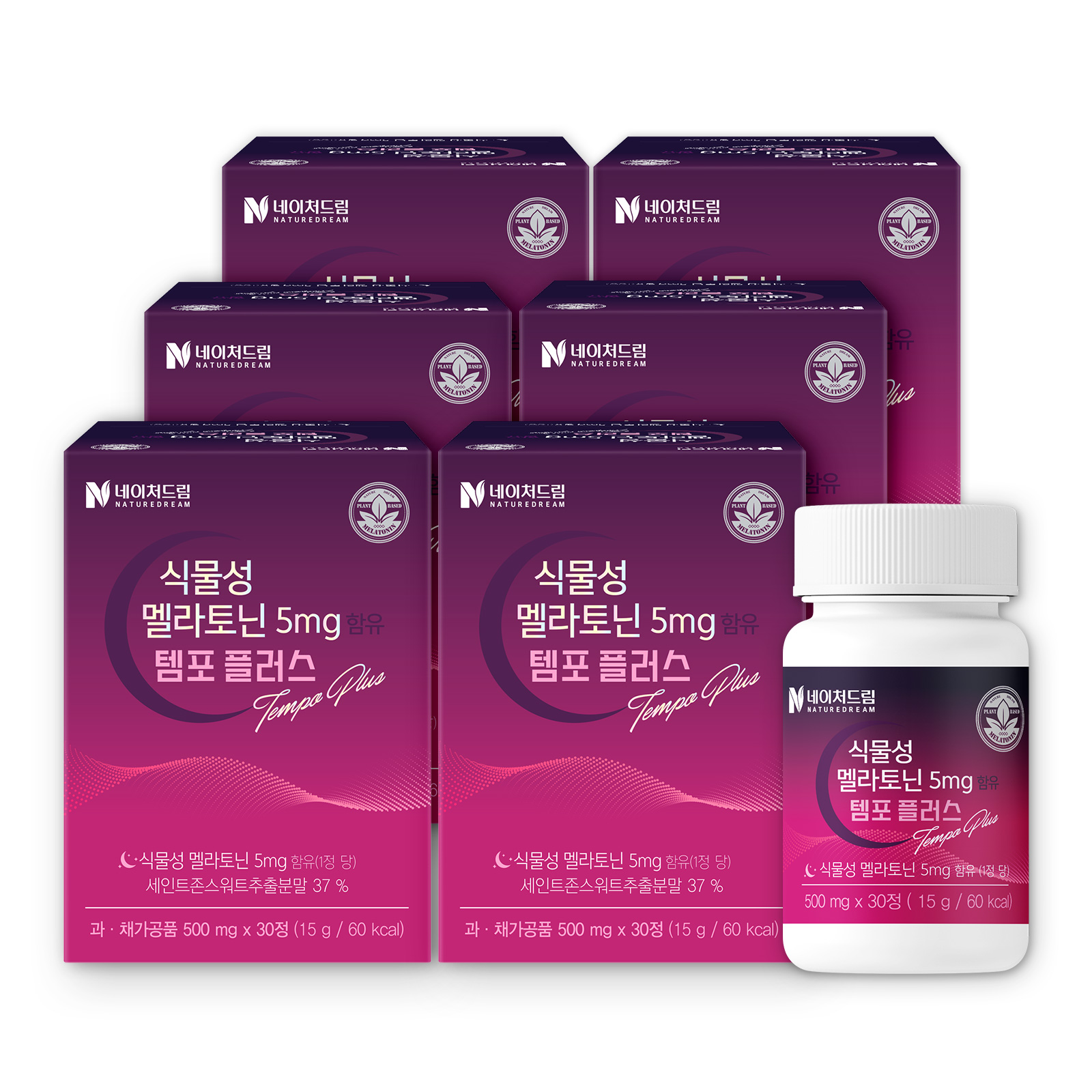 네이처드림 식물성 멜라토닌 5mg함유 템포 플러스 500mg 30정 6박스 타트체리 함유 - 상세 이미지 2