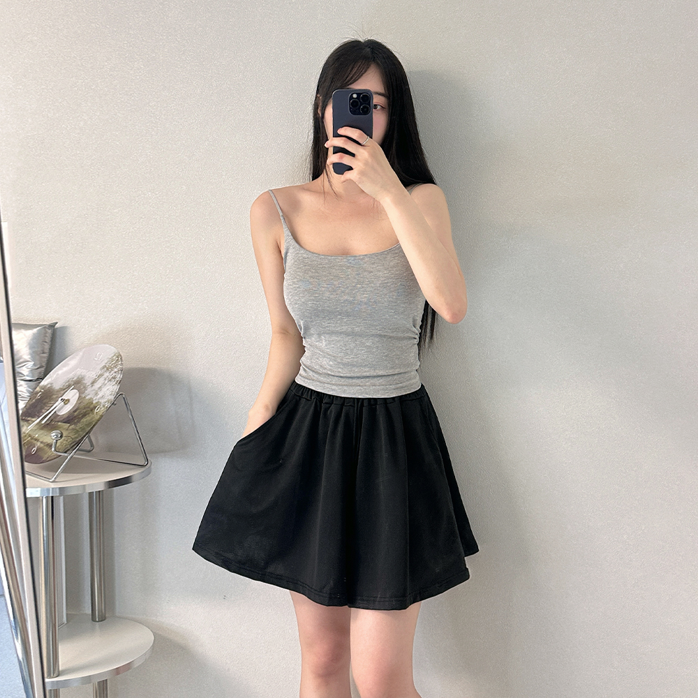여성용 A라인 플레어 밴딩 트레이닝 여름 치마바지 이미지 6