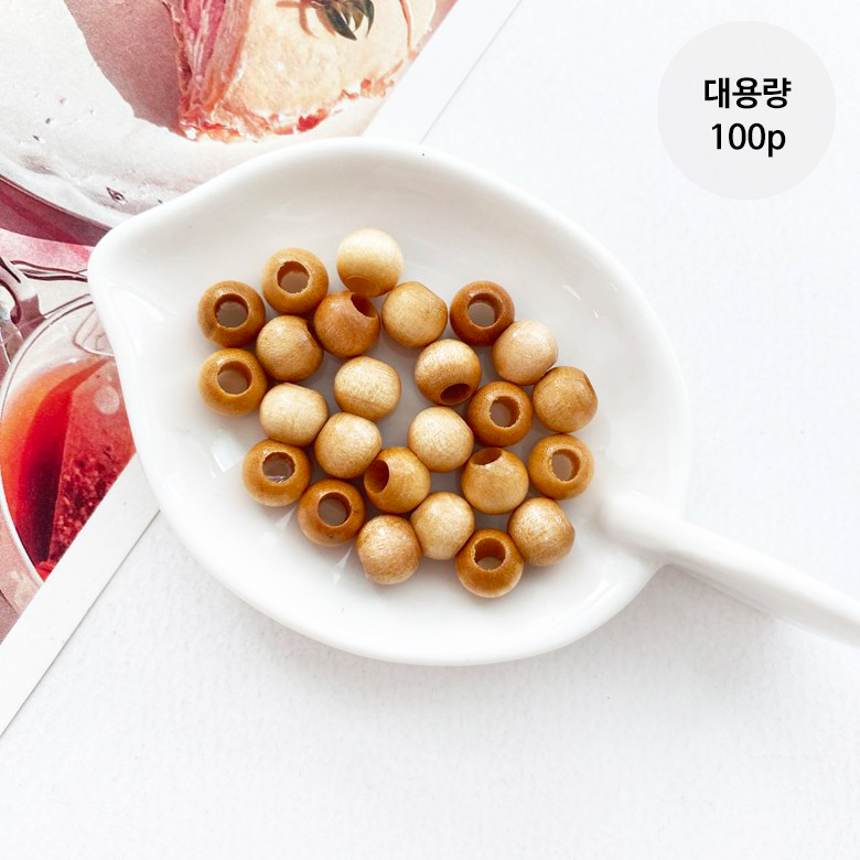 (대용량 100개) 국산 8mm 컬러 나무구슬 우드구슬 복음팔찌구슬 - 상품 이미지
