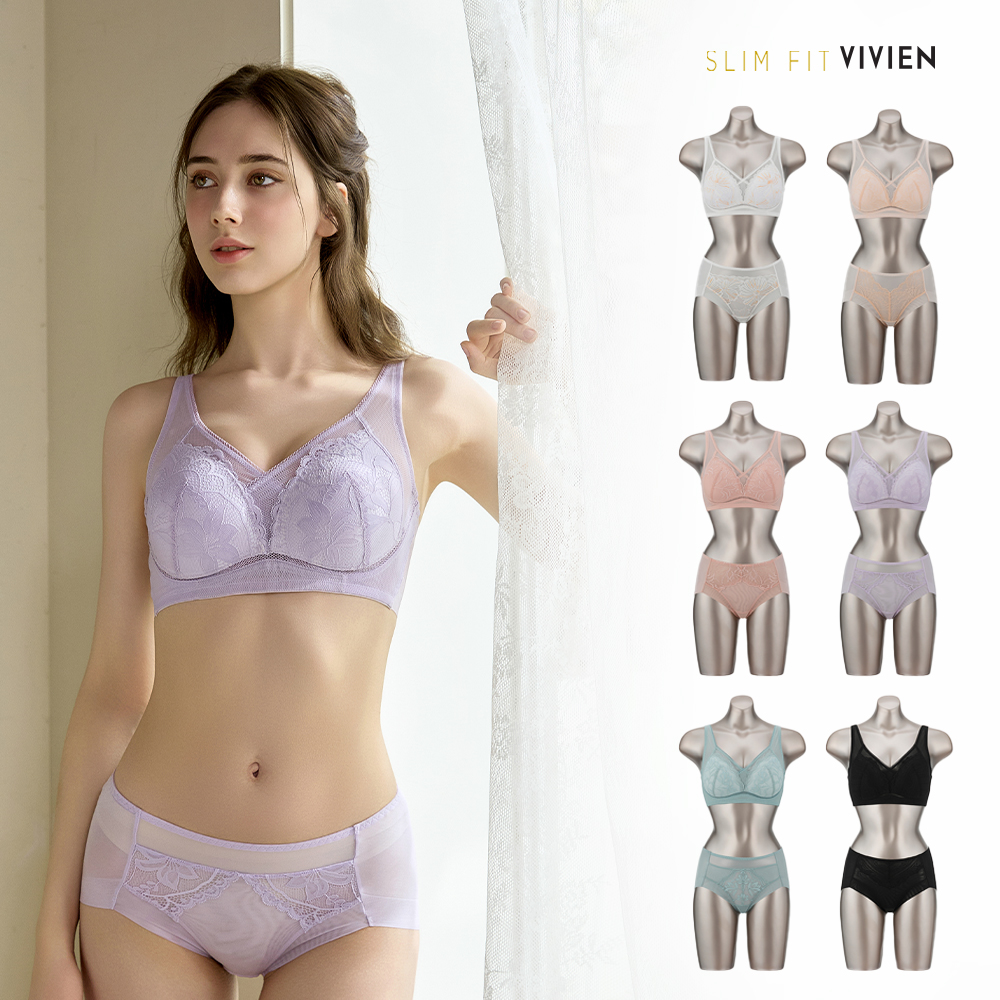 비비안 슬림핏 노와이어 아쿠아 컴포트 크로스 보정 여성 브라팬티세트 6+6 12종 - 상품 이미지