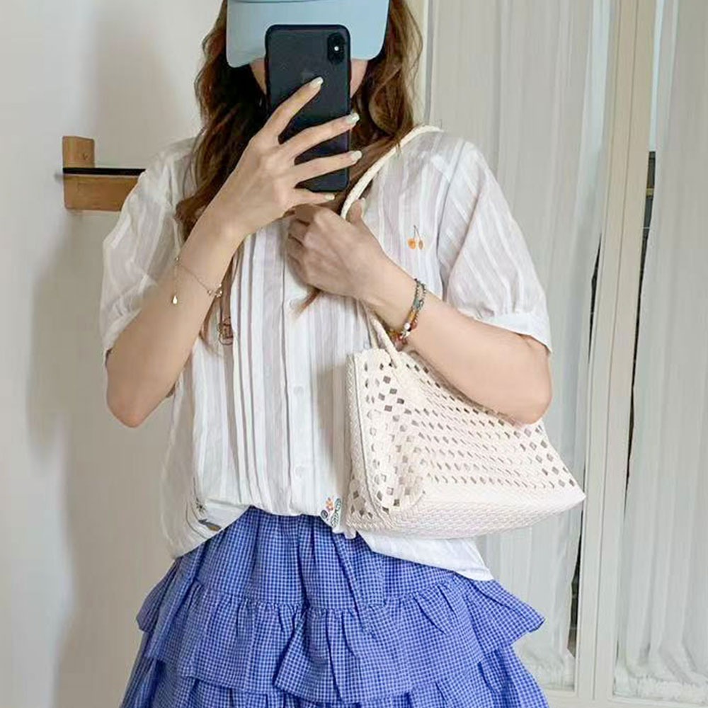 여름가방 인조 가죽 펀칭 빅숄더백 라지 큰 데일리 어깨 가방+파우치 - 상세 이미지 2