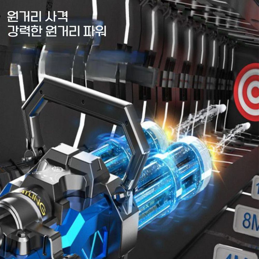 전동 속사 워터건 워터 방사기 더블 배럴 개틀링 대형 대용량 회전식 고압 워터건 - 상세 이미지 2