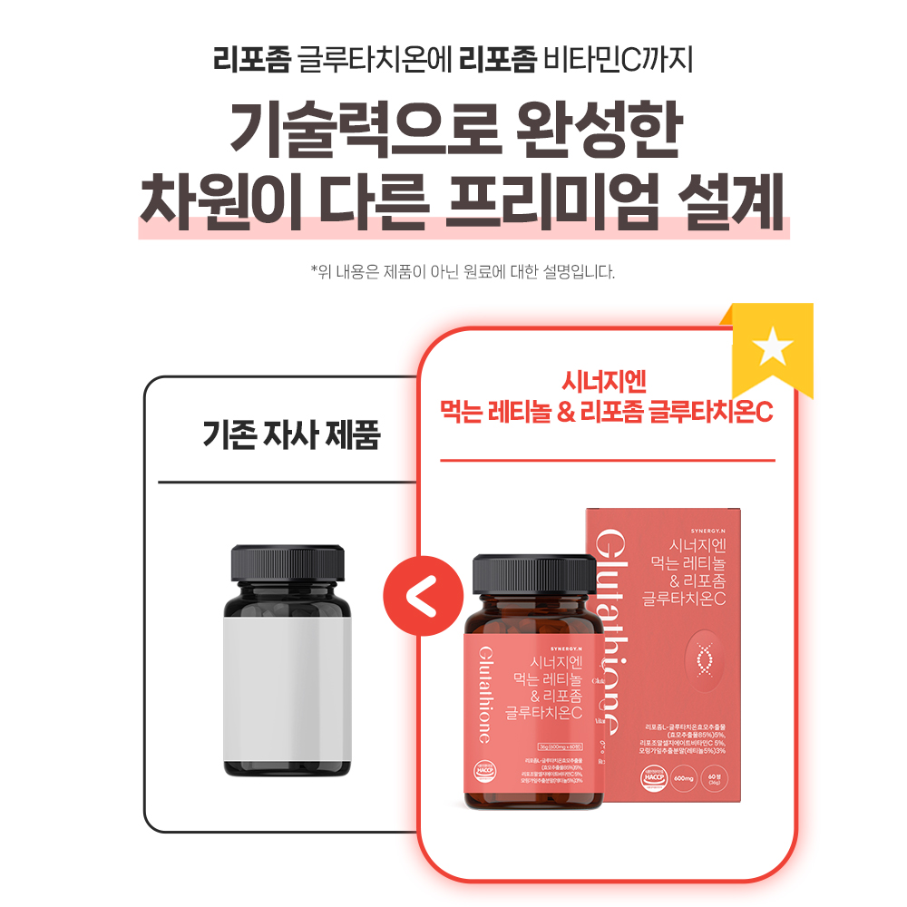 시너지엔 먹는 레티놀 & 리포좀 글루타치온C 모링가잎 효능 비타민C 60정, 1개 이미지 8