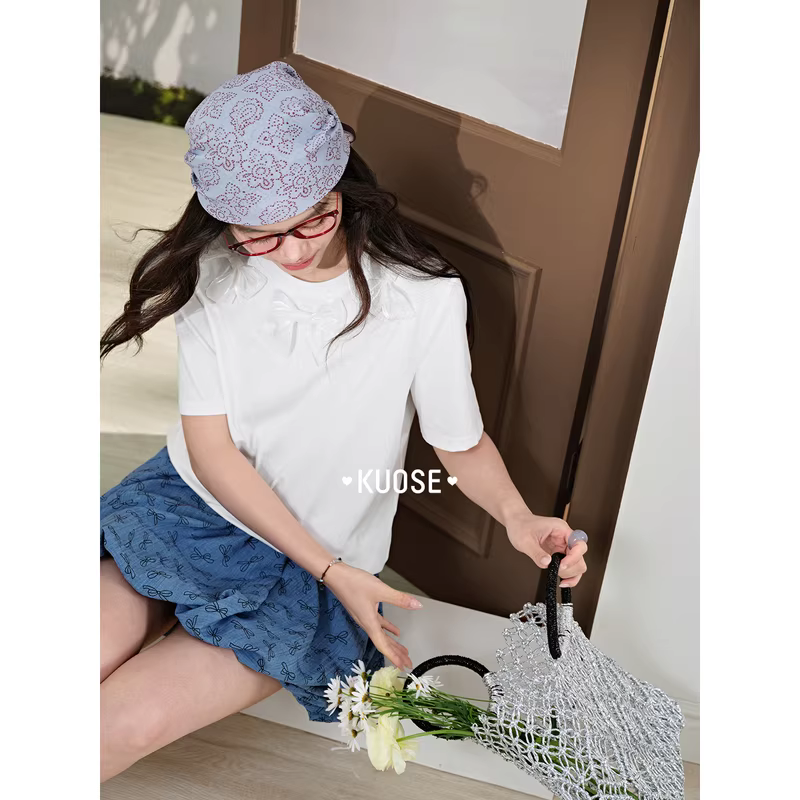 KUOSE 쿠오세 블루 리본 벌룬 미니스커트 - 상세 이미지 4