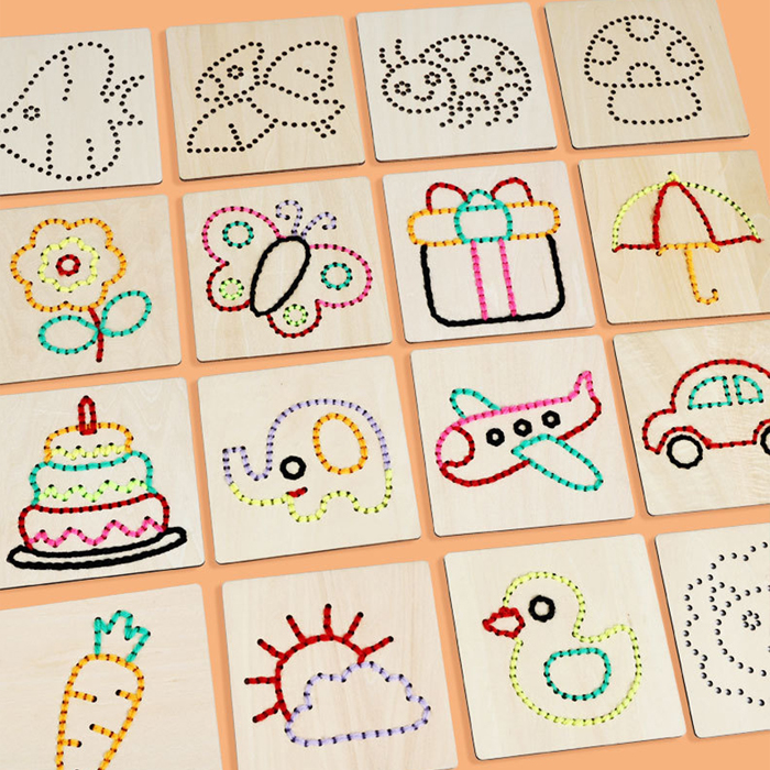 16인용나무 액자 기초바느질 우드 색실 꾸미기 DIY 키트 이미지 6
