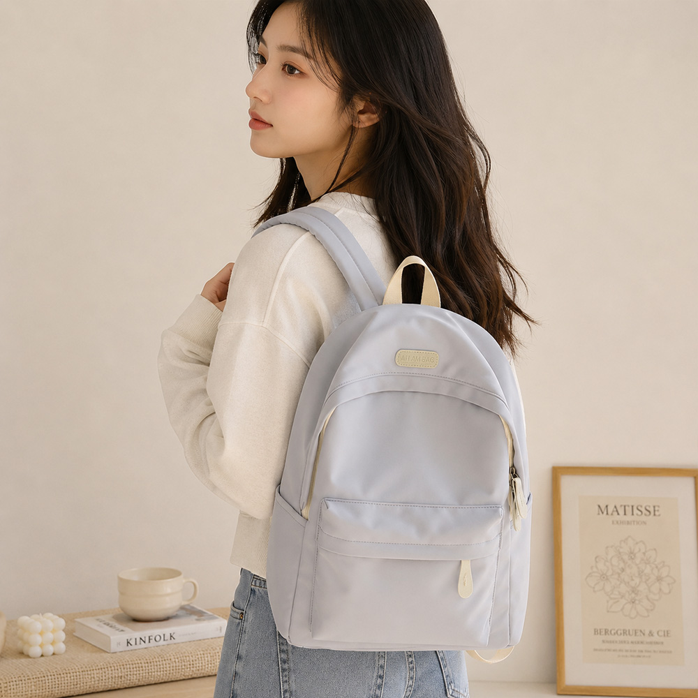 가벼운 백팩 학교가방 책가방 생활방수 경량 베이직 데일리백 그레이 - 상품 이미지