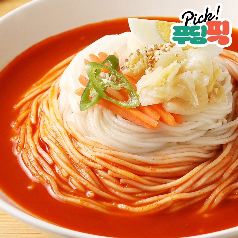 푸딩프렙 동치미 물비빔국수 450g 생소면 밀키트 간편조리세트 - 상품 이미지