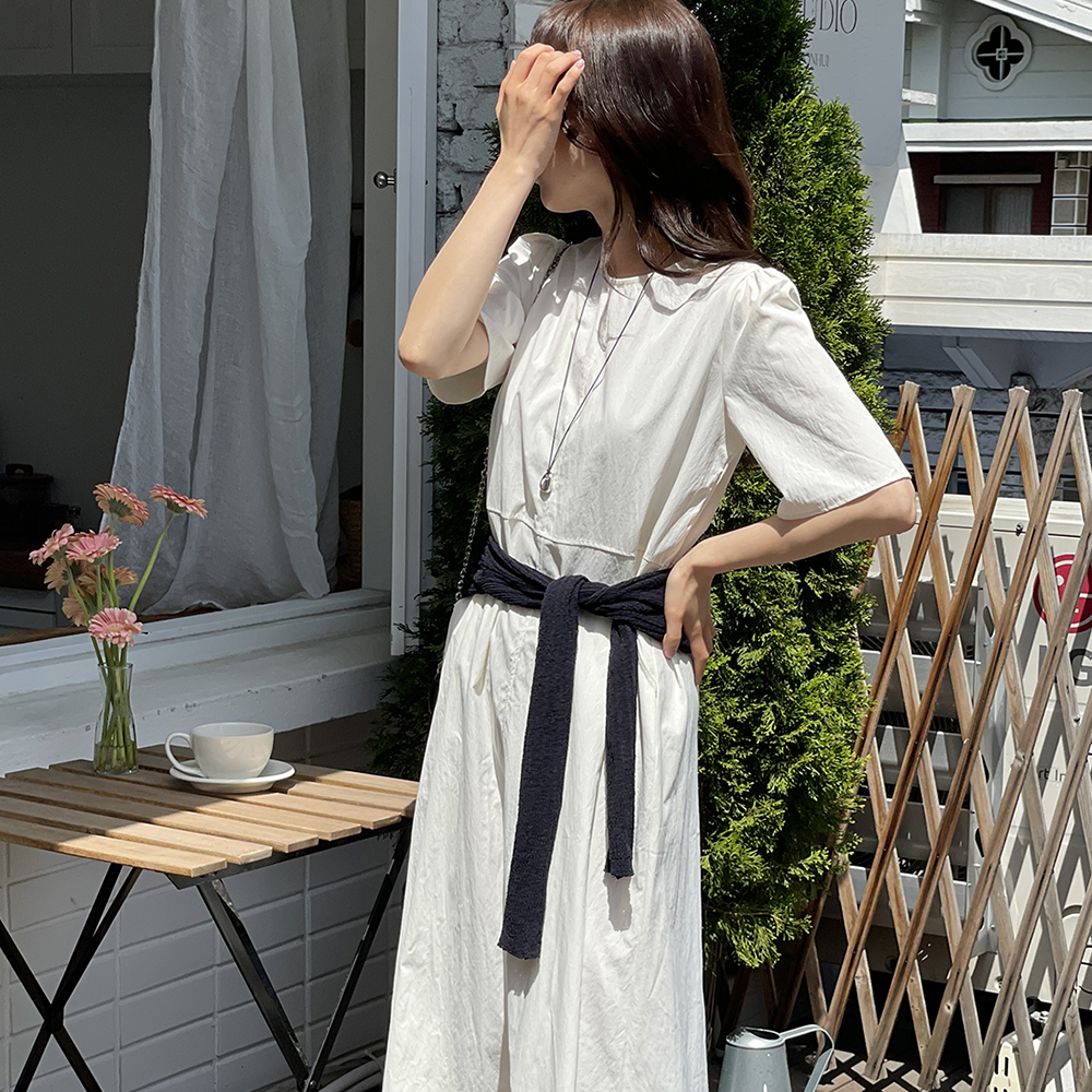 캐주얼 플레어 H라인 반팔 맥시 롱 원피스 블랙 여름 바스락 원피스 데일리룩 휴양지 바캉스룩 - 상세 이미지 2