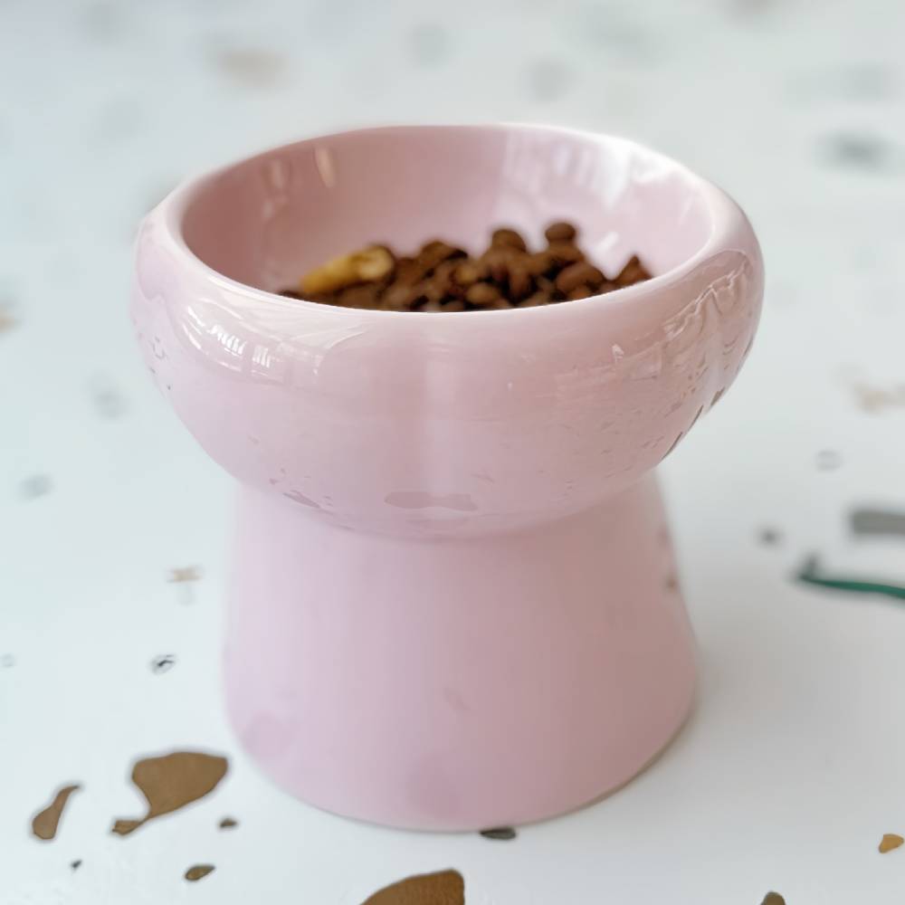 세라믹 높은 강아지 밥그릇 도자기 고양이 물그릇 식기 300ml, 높은볼(퍼플) - 상품 이미지