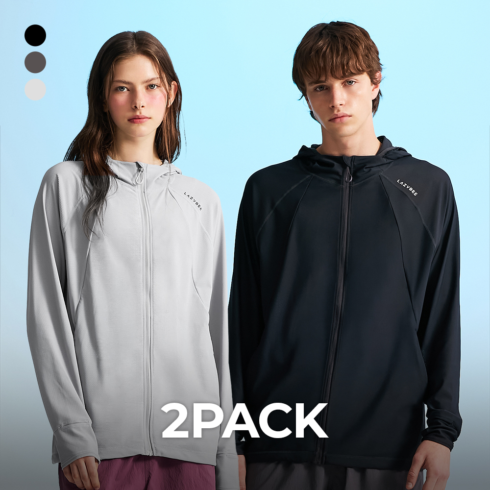 [2PACK] 테크 플로우 하이드로 퍼포먼스 루즈핏 남자 여성 후드 집업 래쉬가드 - 상품 이미지