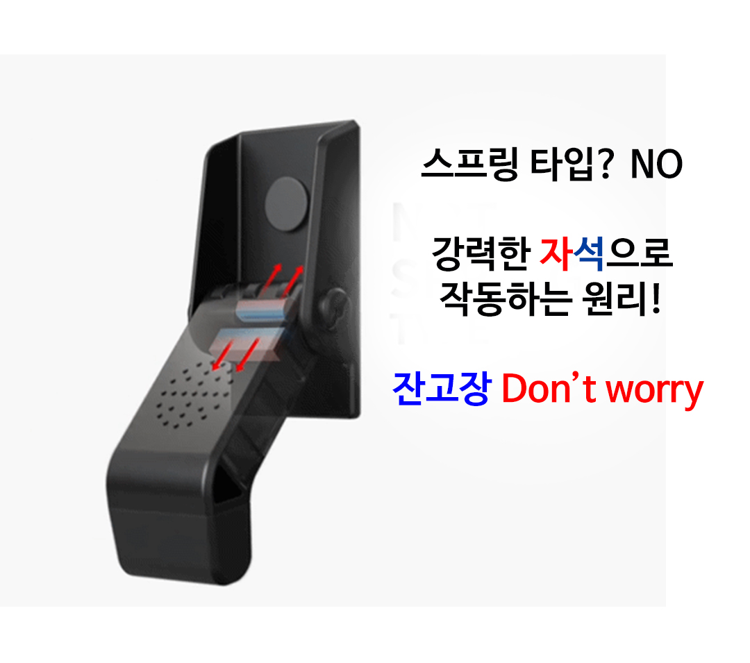 무타공 도어스토퍼 힙톡 현관 말발굽 반자동 원터치 블랙 상품 이미지