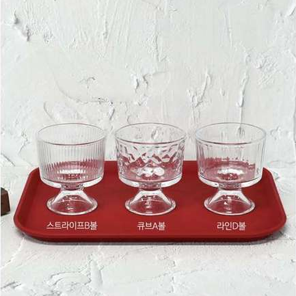 큐브디자인푸딩볼디저트볼 감성홈카페홈파티용유리볼 스트라이프과일볼아이스크림볼 - 상세 이미지 3
