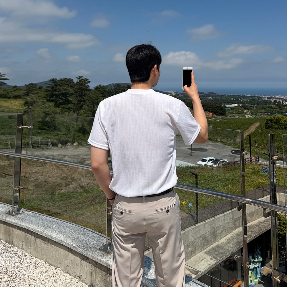 1+1 남자 린컴 여름 플리츠 헨리넥 반팔티 빅사이즈까지 이미지 7