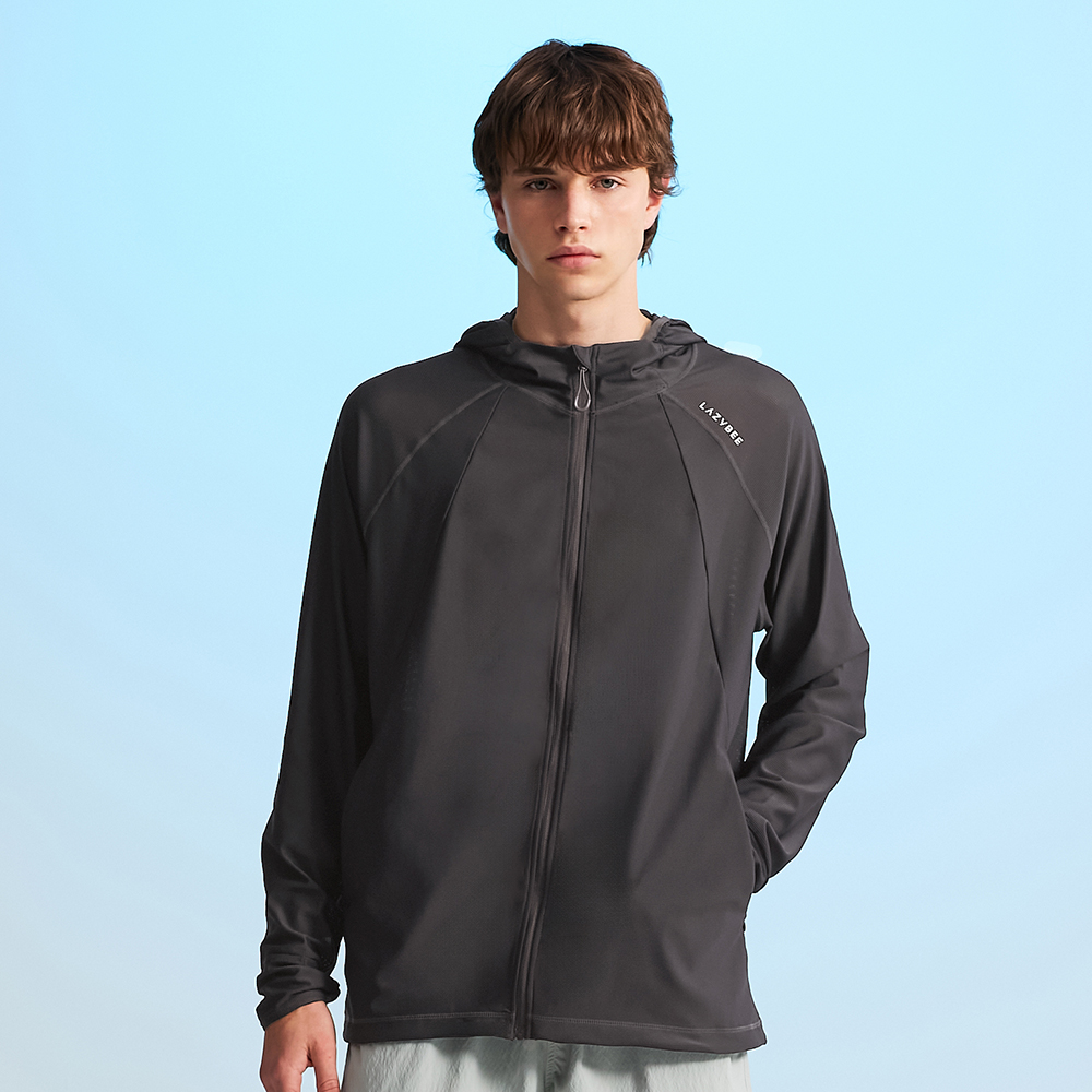 테크 플로우 하이드로 퍼포먼스 루즈핏 남자 여성 후드 집업 래쉬가드 차콜 - 상품 이미지