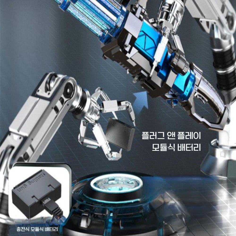 전동 속사 워터건 워터 방사기 더블 배럴 개틀링 대형 대용량 회전식 고압 워터건 - 상세 이미지 3