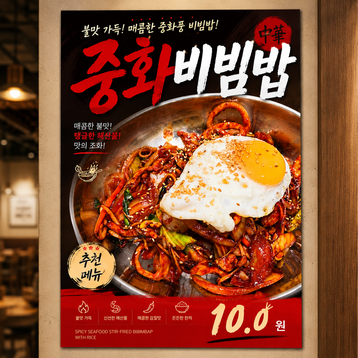 중화비빔밥 포스터 제작 메뉴 인쇄 디자인 식당 B 반광택 인화지 235g A3 - 상품 이미지
