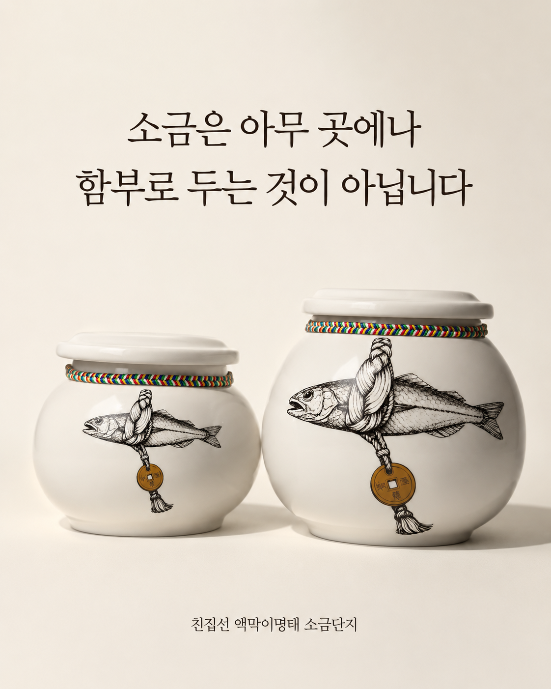 국산 액막이명태 소금단지 현관 풍수 백자 미니 항아리 이미지 6