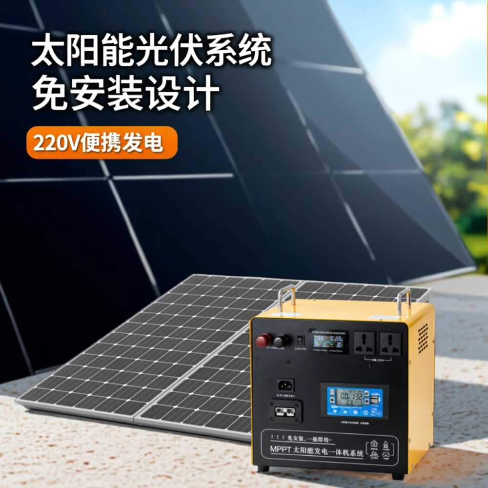태양광 패널 발전기 아파트 캠핑 모듈 캠핑카 베란다 200W 5만 배터리 60W 패널 - 상세 이미지 4