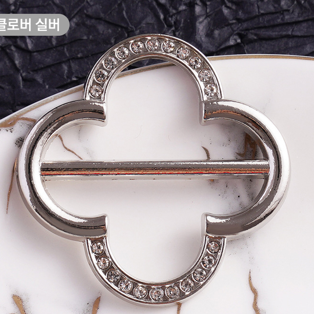 클로버디자인넥타이링스카프링 큐빅포인트넥장식스카프고리 진주장식코디악세서리쁘띠링 - 상세 이미지 2