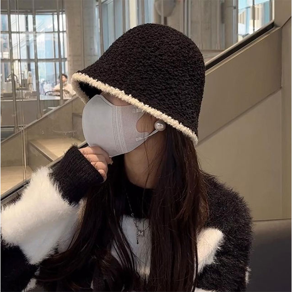 뽀글이재질여성패션버킷햇 겨울데일리룩겨울코디벙거지모자 얼굴작아보이는니트모자 - 상세 이미지 3