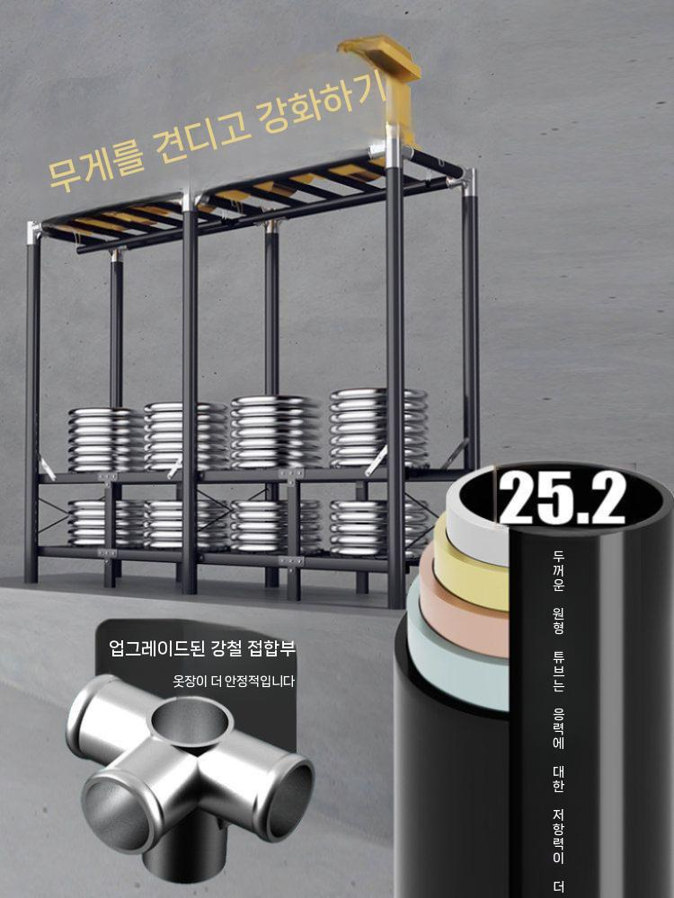 스탠드 행거 옷걸이 튼튼한 옷장 커튼 고정식 조립식 수납 선반 이미지 6