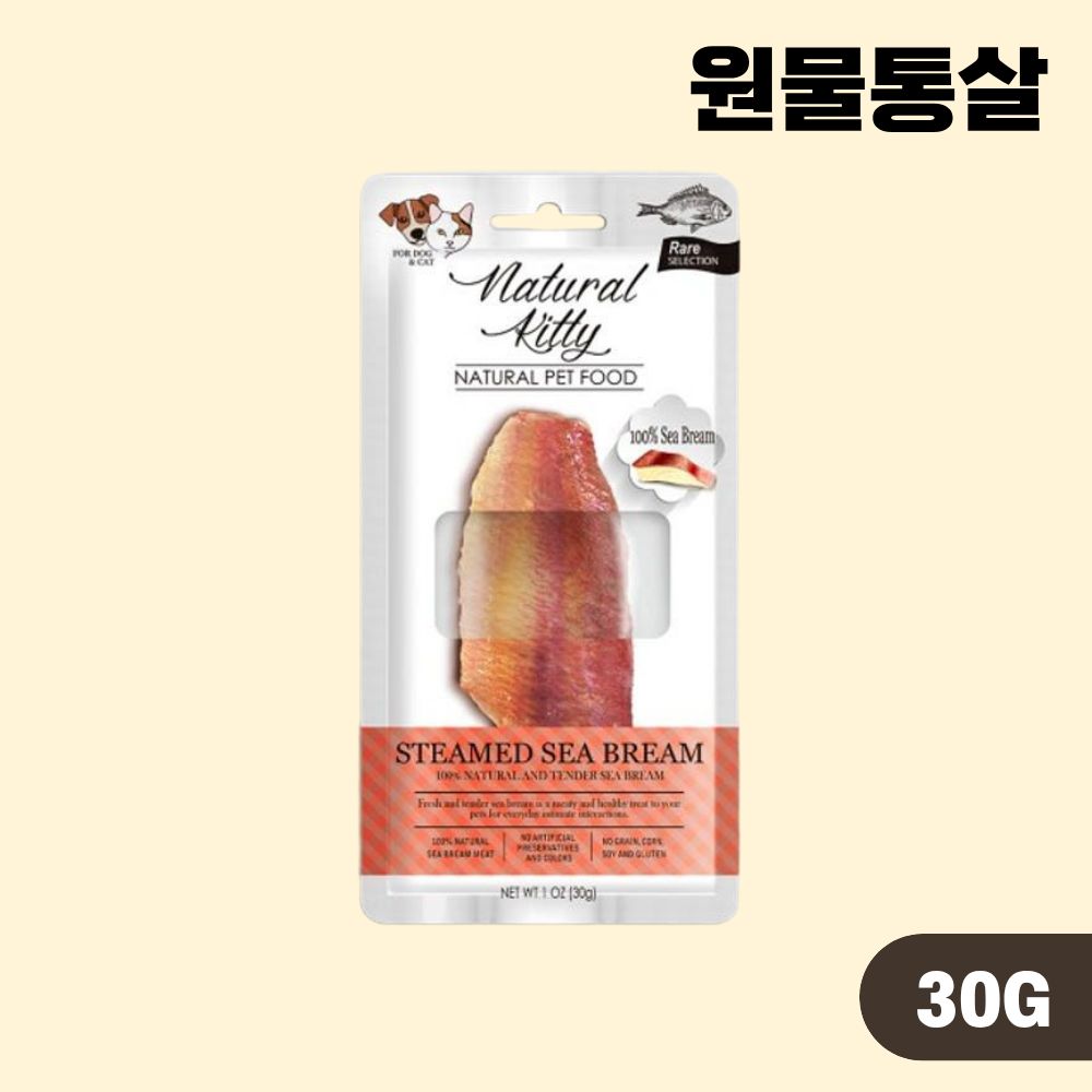 내추럴키티 원물통살 강아지 고양이간식 도미, 30g, 1개 - 상품 이미지
