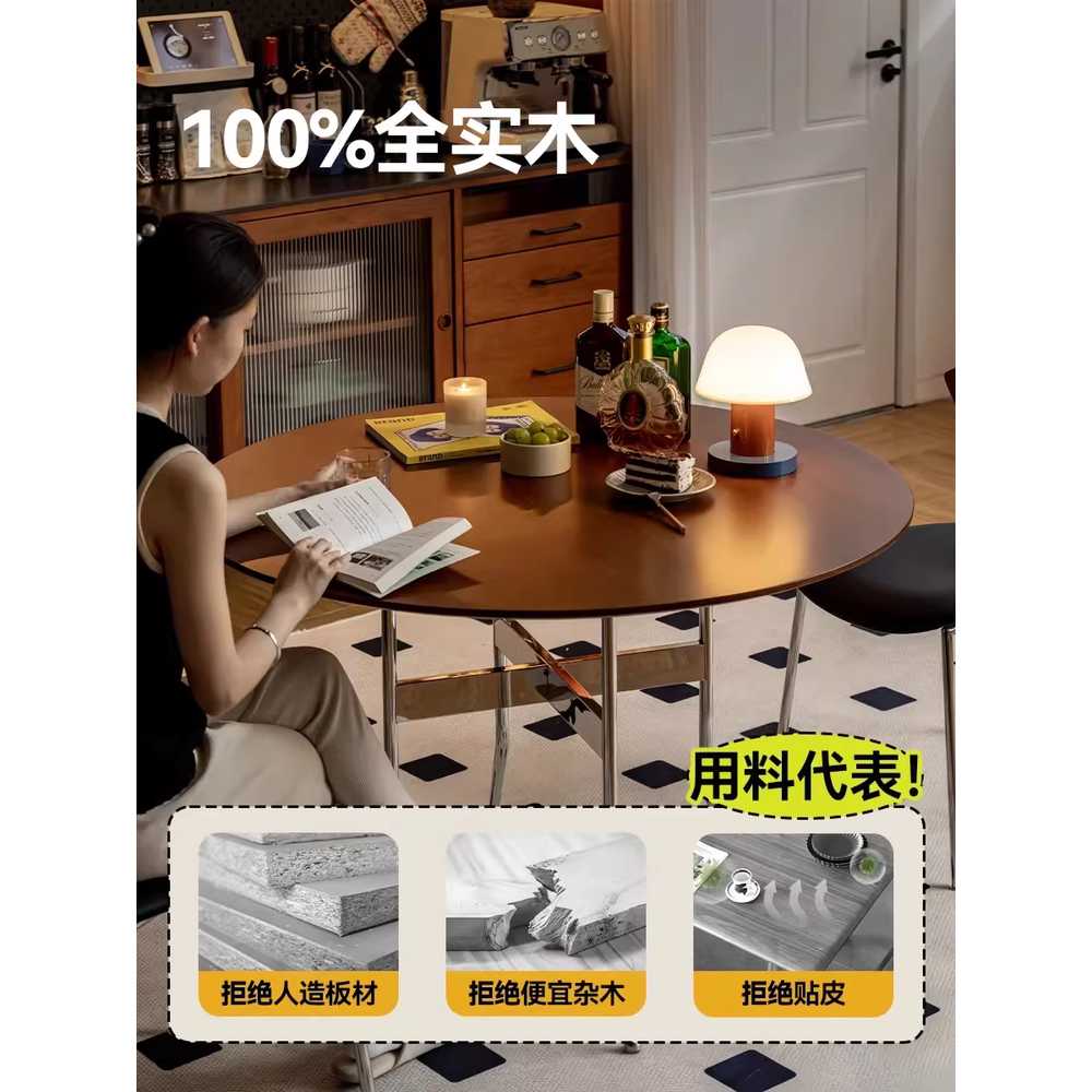 원형 테이블 둥근식탁 주방 거실 카페 모던 인테리어 체리 90cm 2개 + 석재 상판 2개 - 상세 이미지 3