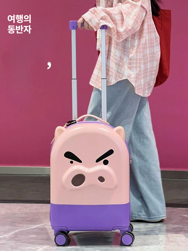 짱구 캐리어 기내용 해외 여행 공항 패션 수하물 여성 체크인 하드 케이스 가방 부리부리몬 먼지 덮개 포함 20 + 메이크업 파우치 - 상세 이미지 5