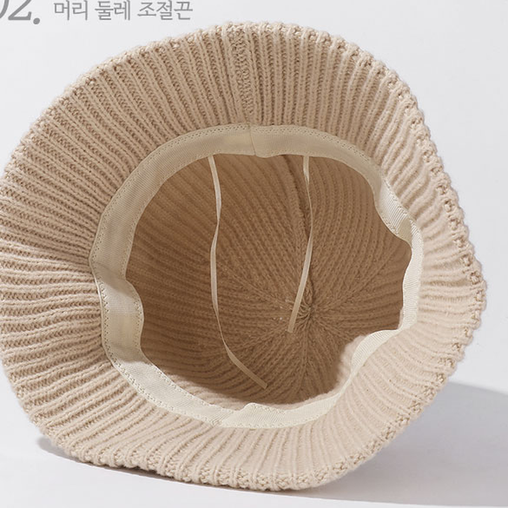 니트조직겨울코디버킷햇 아이보리야외활동벙거지모자 머리둘레조절데일리룩니트모자 이미지 6