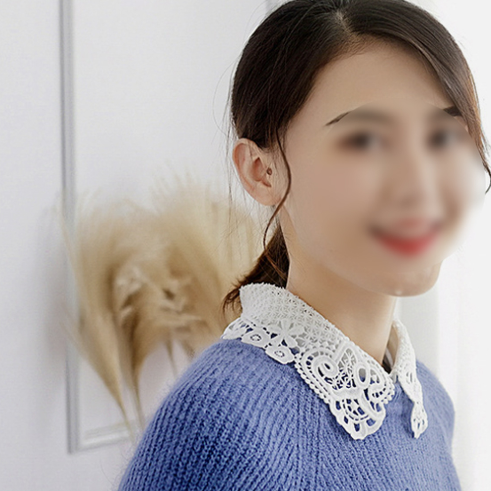 레이스디테일페이크카라 프리사이즈스타일링레이어드카라 밴딩고정패션아이템넥케이프 - 상세 이미지 4