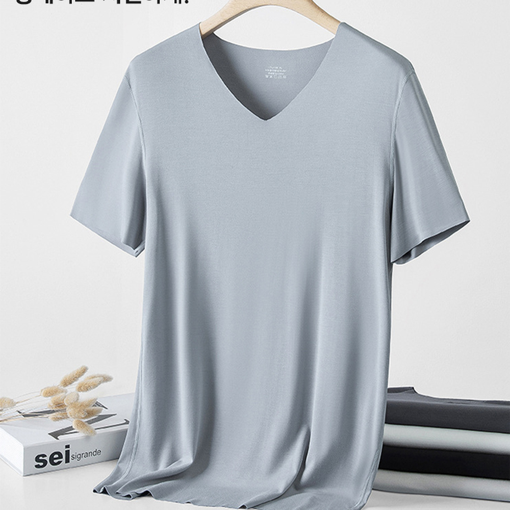 브이넥여름용냉감티셔츠 가벼운데일리쿨티셔츠 시원한활동성심리스티 - 상세 이미지 4