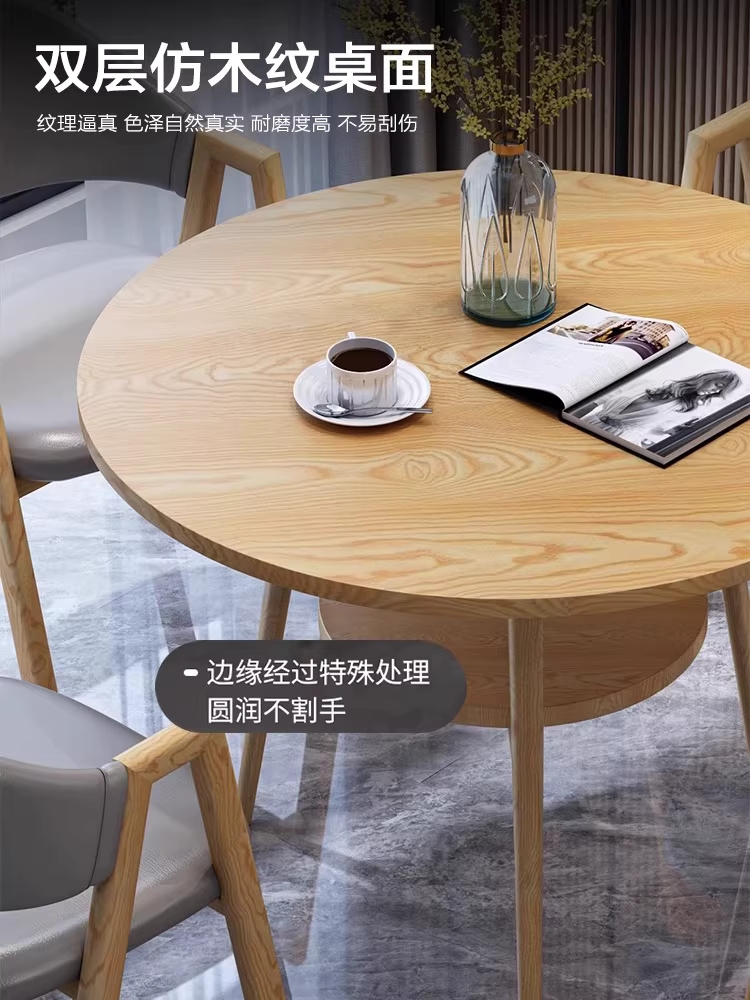 원형 상담테이블 세트 카페 회의용 휴게실 라운지 월넛 차콜그레이 60x60x75cm - 상세 이미지 2