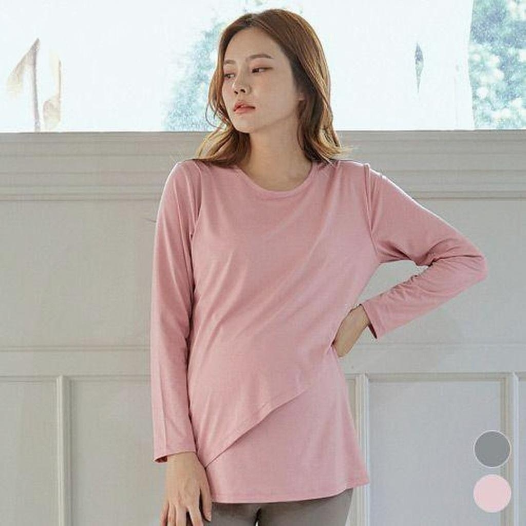 블룸마터니티 크로스 긴팔 임산부요가티셔츠 임부복 임산부요가복 - 메인 이미지